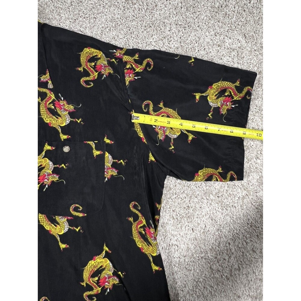 Dagacci Mens Shirt Size XL Black Dragons Print Button Up Short Sleeve - Picture 3 of 8